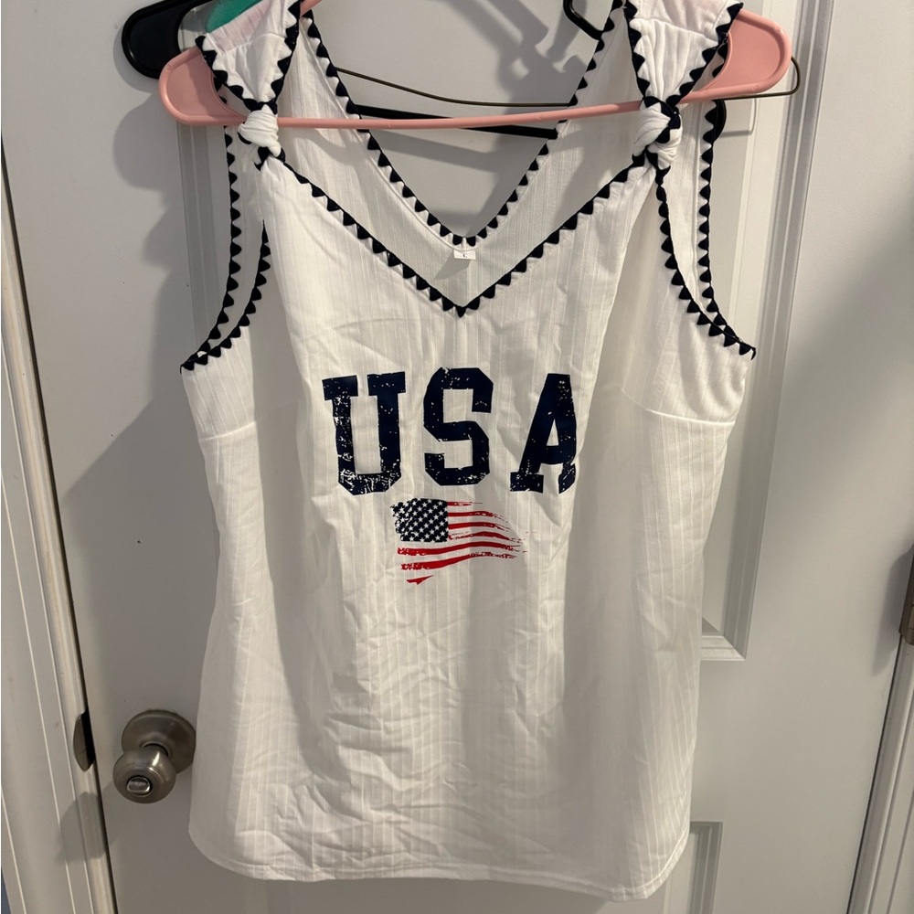 White USA Flag Women's Top